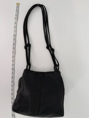 Vintage Saddle River Black Soft Glove Leather Knotted Strap Crossbody‎ Bag